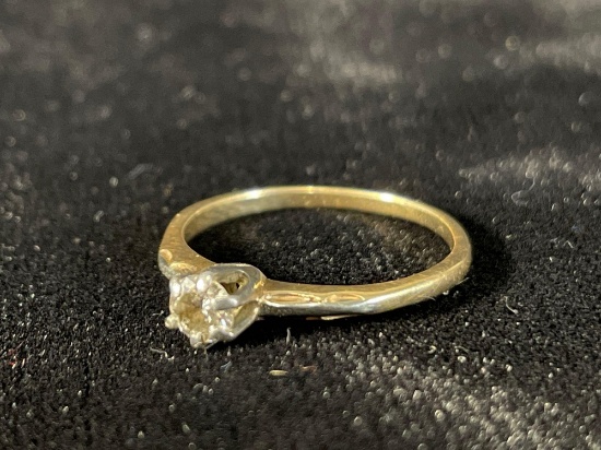Gold Ring w/ Single Diamond, .060 ozt