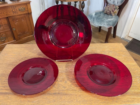Ruby Red Glass Plates