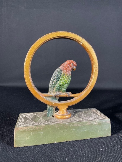 Art-Deco Bradley & Hubbard #7814 Cast Iron Parrot On Swing Door Stop