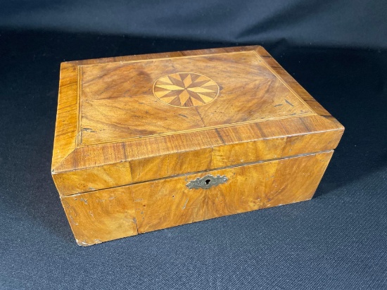 Marquetry Inlaid Jewelry Box w/ Mirrored Lid