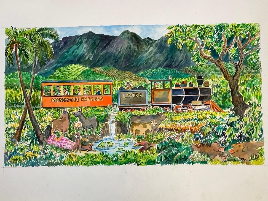 Guy Buffet (1943-2023) "Mongoose Express" Watercolor Painting, Includes Authentication & Appraisal
