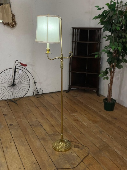 52" Brass floor lamp w/ shade