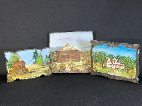 (3) Sylvia Dunham Oil Paintings In Relief On Board (See Description)