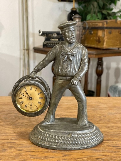Figural Bronze w/ Clock, Waterbury Clock Company
