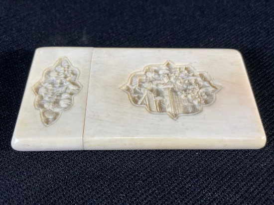 19th C. Carved Card Holder 1-3/4" x 3-1/4"