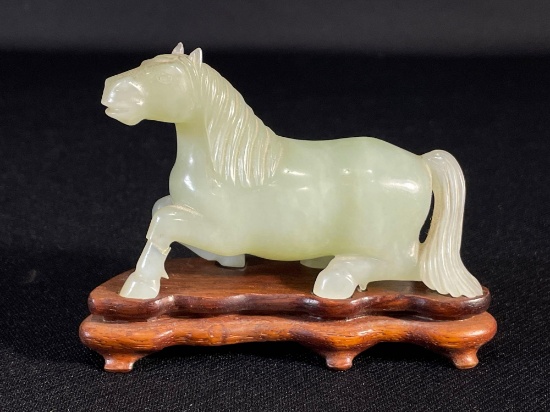 Mutton Fat Jade Carving Of Horse (Has Been Repaired Previously)