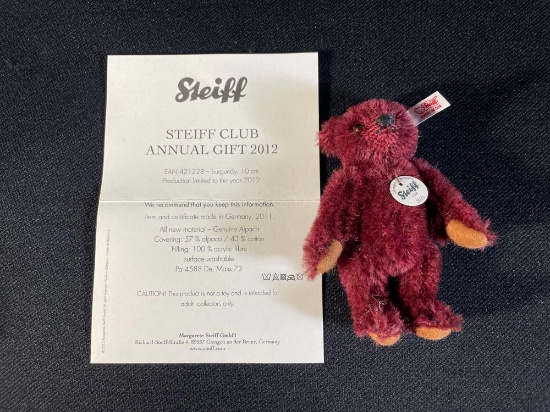Steiff "burgundy" annual club gift 2012 10cm teddy bear