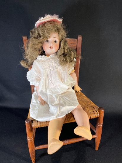 Antique 20" German doll w/ Paper Tag, Compo Ball Joint
