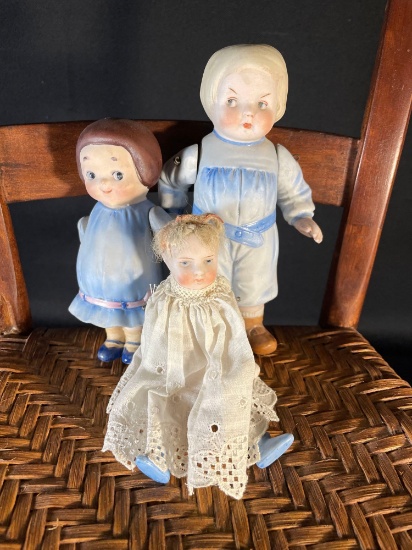 (3) Small bisque dolls