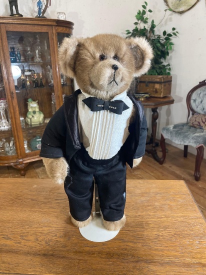 19" Steiff style teddy bear dressed in a tuxedo