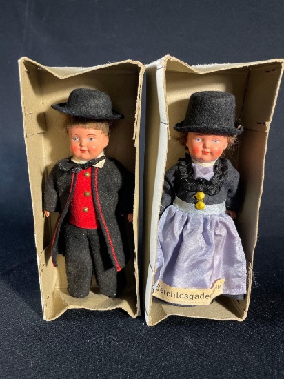 Pair of Berchtes Garden 6-1/2" Celluloid custom mint dolls