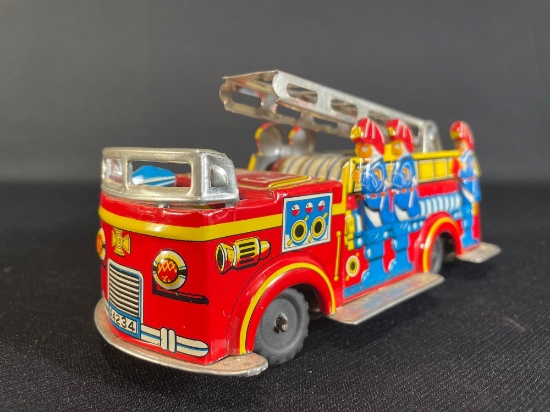 1960's Tin Fire Truck, Made In Japan