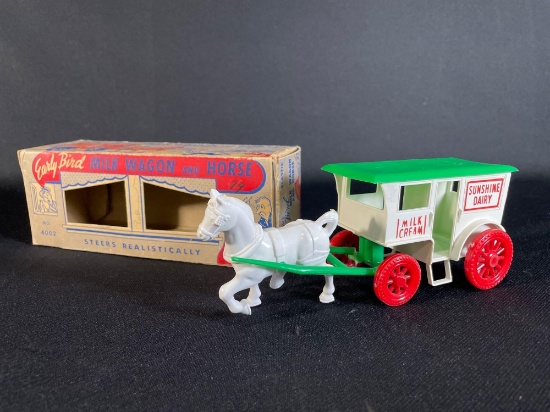 Wyandotte No. 4002 Early Bird Milk Wagon & Horse w/ Original Box