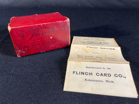 1913 Flinch Card Co. Kalamazoo Mich. The Acme Of Parlor Games w/ Original Box & Instructions