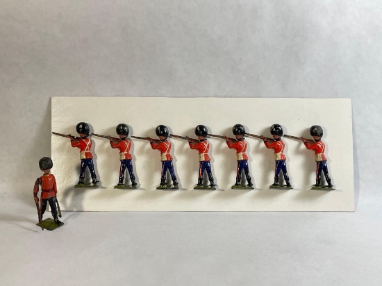 Britains Grenadier Guards Standing 7-Pc Lead Figurine Set w/ Original Box, Includes Drummer & Sword