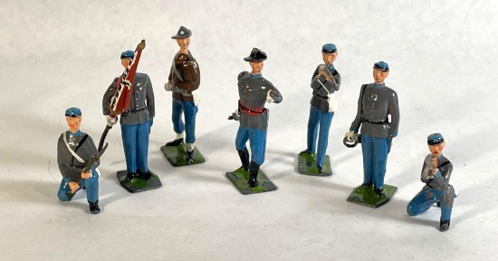 W. Britains "Confederate Infantry," 7-Pc Lead Figurine Set w/ Original Box No 2060