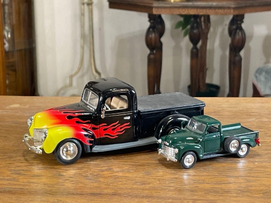 1940 Rare Ford Pickup Stepside Truck1/24 Scale Flames Hot Rod & Signed Maisto 53 Chevy Pickup 1/36