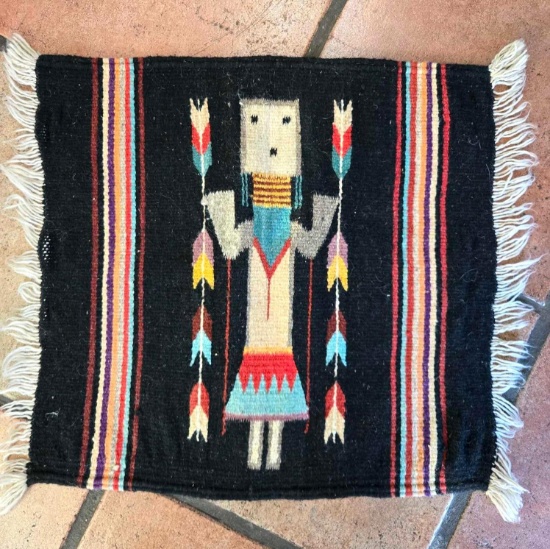 Native American hand-woven... "Yei" pattern mat,