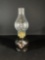 Black w/ Golf Leaf Floral Decor Kerosene Lamp