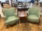 (2) Victorian French style light green living room armchair