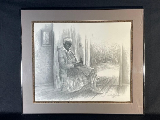 Larry K. Martin, study for "Sue Martin Guardian Angel of Hampton", signed by Larry K. Martin 1983