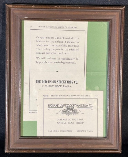 Vintage framed livestock advertisement