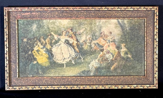 Vintage print of a man & woman dancing in the woods