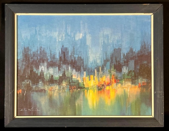 Heins Munnich signed abstract painting "City Vista"