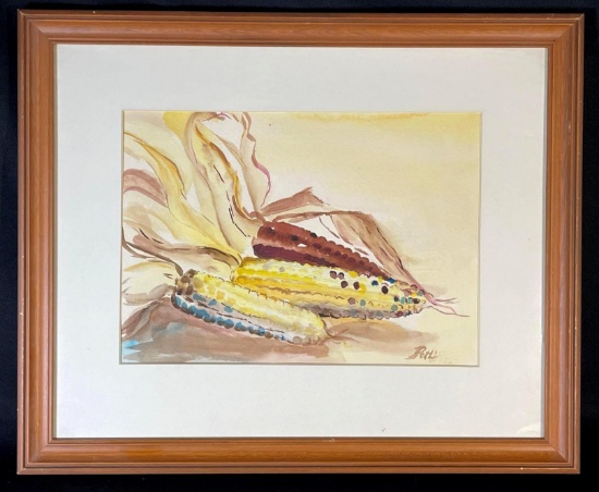Patti le Ruwe Eaton still life of Corn on the Cobb, signed