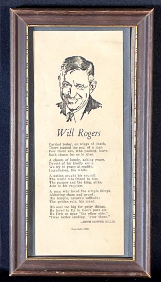 Framed Will Rogers poem