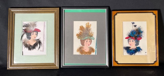 (3) Portraits of three french women