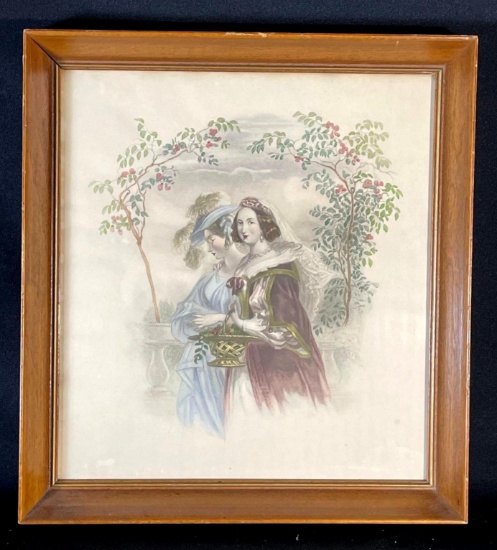 Vintage portrait depicting 2 french woman