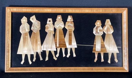 Wood framed straw art