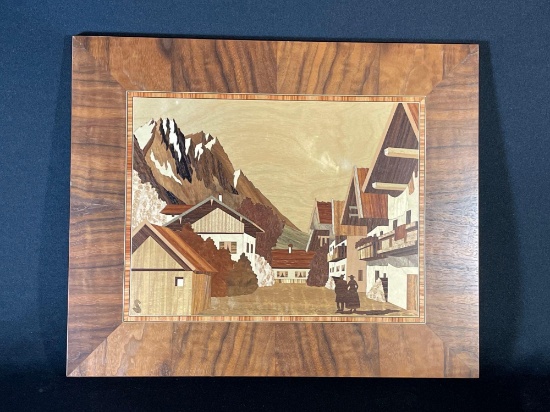 Wooden architectural mountain scene