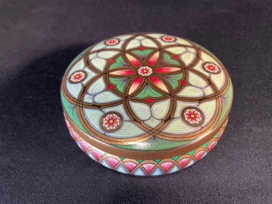 Candy tin ornately painted