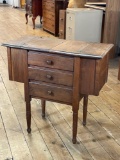 Vintage walnut 3-drawer sewing cabinet