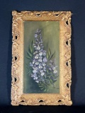 Hand painted wooden framed floral painting of 