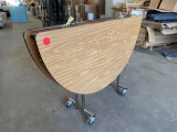Round Folding Cafeteria Table On Casters