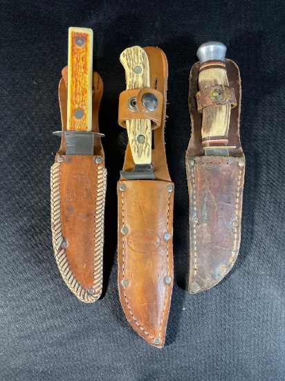 Vintage Solingen Germany Sword & shield knife w/ sheath