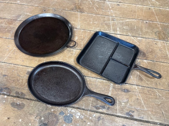 (3) Cast iron serving pans, see photo's