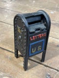 Vintage cast iron U.S. letter air mail piggy bank