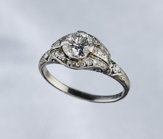 Platinum Vintage Diamond ring circa 1927-1936 Transition Cut.