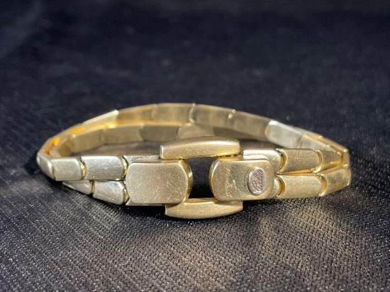 14K Gold Gent's 8" Fancy link bracelet, Italy, Signed "Celin"