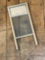 Vintage Ribbed Glass & Wood Washboard