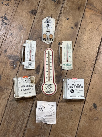 Assorted Collectible Thermometers, Rain Collectors Etc.