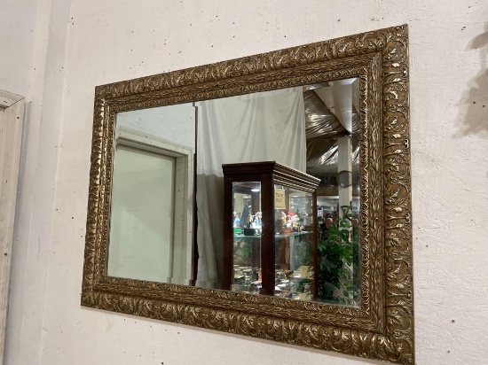 Ornately Frame Beveled Glass Wall Mirror