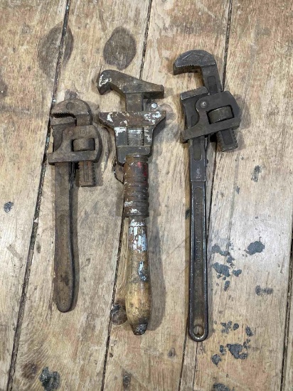 8" Drop Forge Adjustable Pipe Wrench, 15" Monkey Wrench, J.P. Danielson & Co 18" Heavy Pipe Wrench