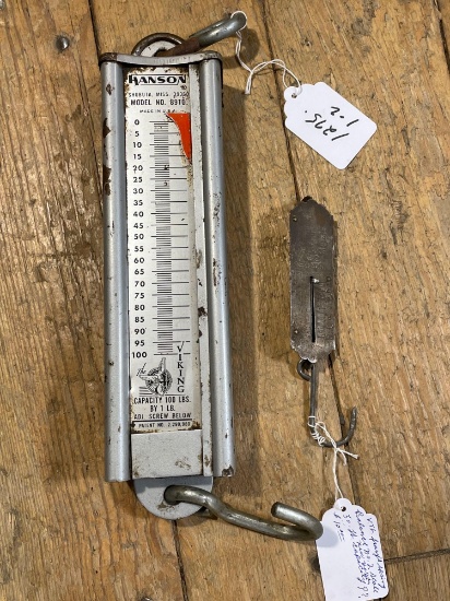 Hanson Model No. 8910 100lb Cap Hanging Scale & Frary's Improved Balance No. 2 50lbs Scale