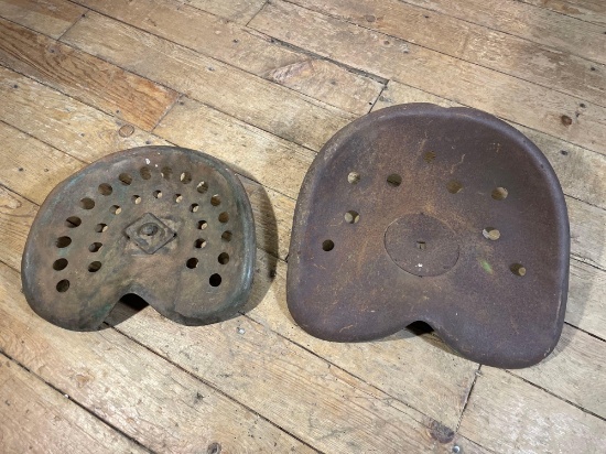 (2) Vintage Metal Tractor Seats