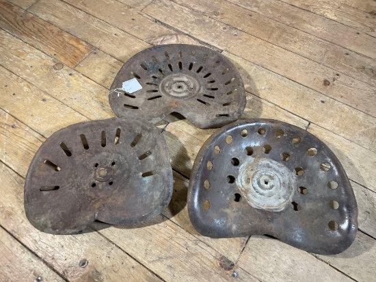 (3) Vintage Metal Tractor Seats